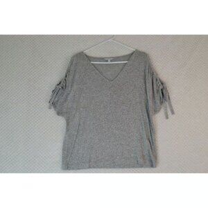 Lucky Brand Women's Large Gray Cold Shoulder Short Sleeve Shirt